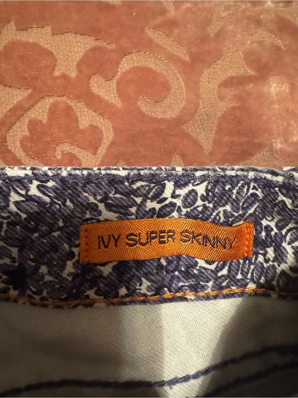 Tory Burch purple and White Patterned Skinny Jeans